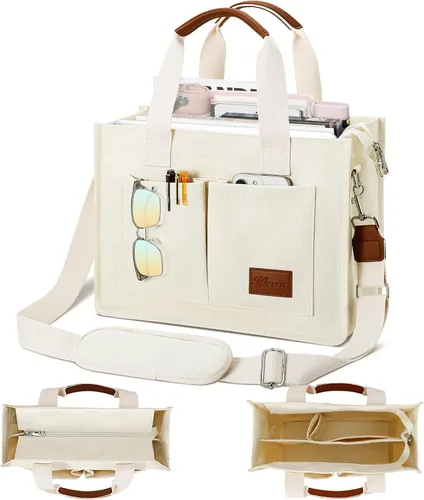 Vista 19 de Bolso grande de lona con compartimentos y cremallera para mujer de KKXIU, bolso cruzado, de trabajo, bíblico, de mensajero con bolsillos