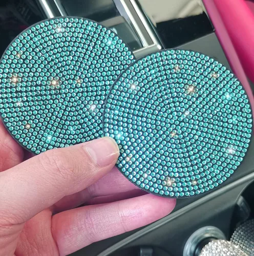 Vista 4 de NBTEPEM 2 posavasos de auto con diamantes de imitación, 2.75 pulgadas, antideslizantes, a prueba de golpes, universal, a la moda, para auto