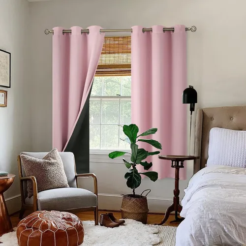 Vista 2 de BGment Cortinas 100% opacas para dormitorio de bebé, 63 pulgadas de largo, 2 paneles de cortinas de ventana con aislamiento térmico y ojales
