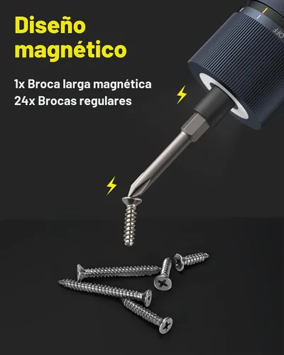 Vista 7 de HOTO Kit de destornillador eléctrico mejorado de 25 piezas, hexagonal de 1/4 pulgadas, tapa magnética, destornillador inalámbrico recargable de 1500