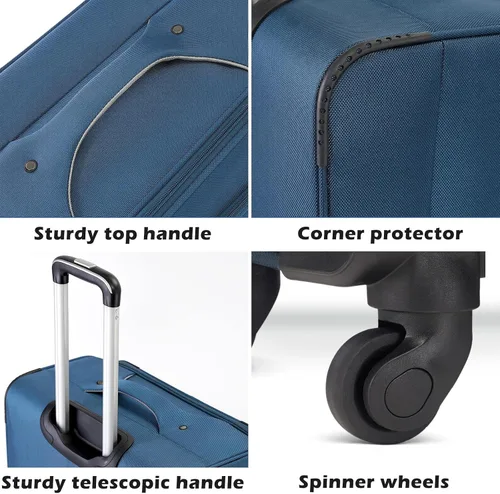 Vista 4 de Coolife Equipaje 4 Piezas Maleta Spinner TSA Lock Softshell ligero (gris)