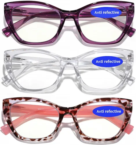 Vista 9 de AQWANO Cat Eye Reading Glasses Women - Blue light block Computer Readers Eyeglasses