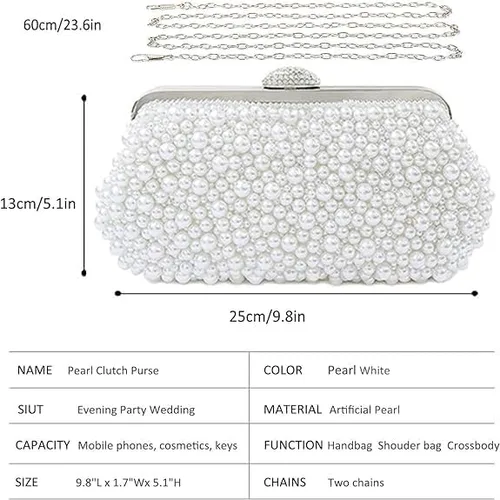 Vista 5 de Bolso de noche Pearl Clutch Bolso de boda GIfts para mujer