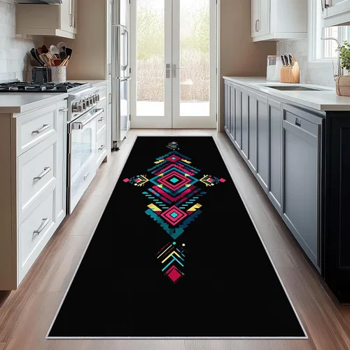 Vista 9 de Aztec Runner Rug 2x6 - Hallway Runner Rug Southwest Native American Rustic Boho Ethnic Retro Pattern, Non Slip, Washable, Aztec Home Decor Carpet