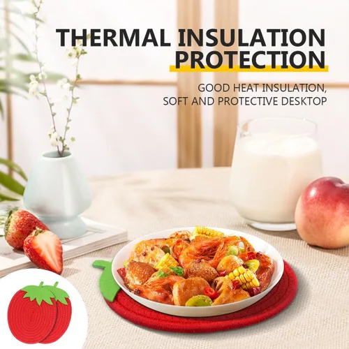 Vista 6 de 2 manteles individuales resistentes al calor con forma de madera de hilo de algodón para cocina, salvamanteles de tela resistente a la cocina