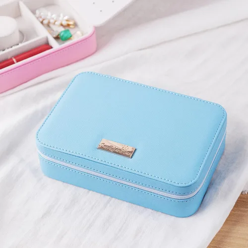 Vista 5 de SANQIANWAN Joyero de viaje de cuero de lujo para mujer, estuche de viaje portátil, anillos, aretes, collar, organizador multifuncional, regalo