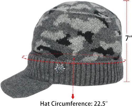 Vista 6 de Dahlia Gorro para hombre con visera - lana, sombrero de invierno con borde, forro polar