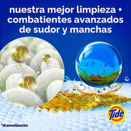 Vista 2 de Tide Power Pods - Cápsulas de detergente para ropa deportiva, 25 unidades, avanzado para sudor + combatiente de manchas