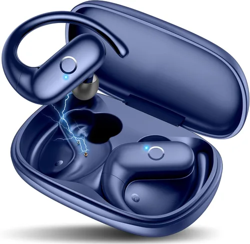 Vista 15 de MOZOTER Auriculares inalámbricos Bluetooth 5.3 deportivos, auriculares con sonido de graves profundos, 60 horas de reproducción, ajuste cómodo