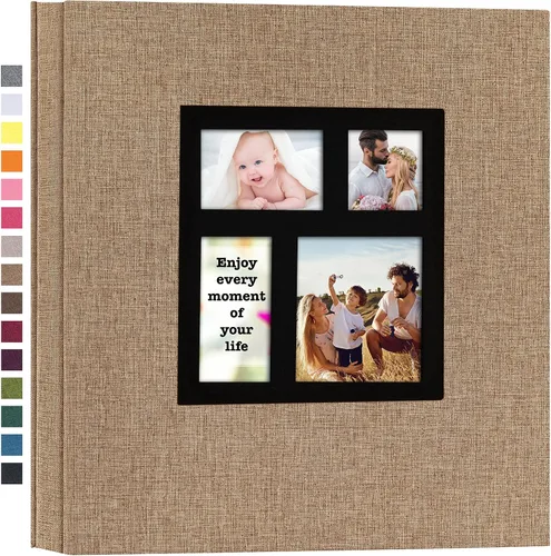 Vista 18 de Potricher - Álbum de fotos de 4x6 pulgadas, 600 fotos, con tapa de lino, gran capacidad, álbumes de fotos para recuerdos familiares, bodas, Beige