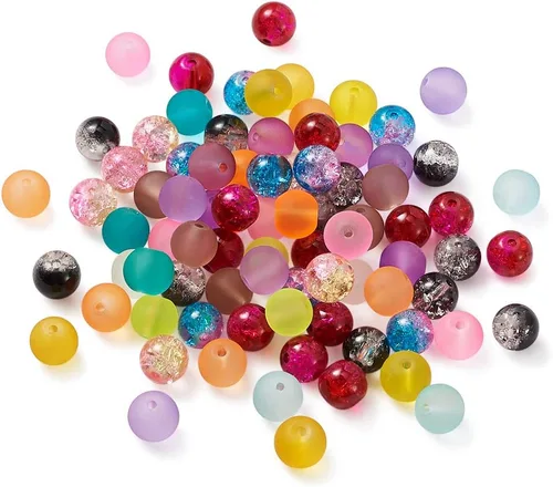 Vista 26 de Craftdady - 500 piezas de cuentas de vidrio redondas de 4 mm esmeriladas transparentes con cristal mate. Cuentas de vidrio esféricas pequeñas y 20