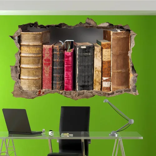 Vista 4 de Calcomanías de pared con diseño de libro, murales 3D, modernas, extraíbles, impermeables, de vinilo, para dormitorio, sala de estar, baño, puerta