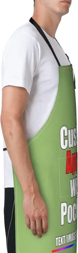 Vista 3 de Delantal personalizado para hombres y mujeres, niñas, niños, personalizable, nombre, texto, logotipo, imagen, foto, ajustable, con dos bolsillos