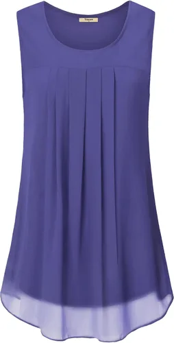 Vista 44 de Timeson - Camiseta de gasa sin mangas, blusa tipo túnica informal de doble capa para mujer
