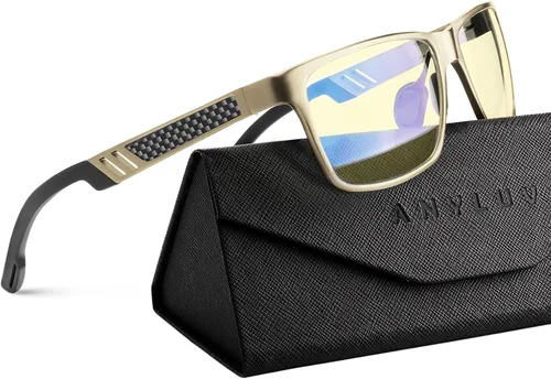Vista 34 de ANYLUV Blue Light Blocking Glasses Men Computer Gaming Glasses Lightweight Al-Mg Metal Anti Eyestrain Eye Protection