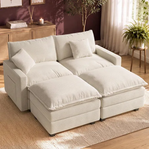 Vista 21 de Cloud Couch Sectional, L Shaped Modular Sofa with Movable Ottoman Negro