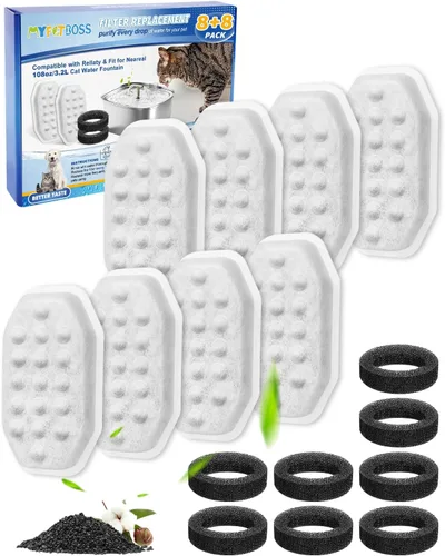 Vista 9 de Repuesto de filtro de fuente de agua para gatos compatible con Rellaty de acero inoxidable de 108 oz/3.2 L, dispensador automático de agua
