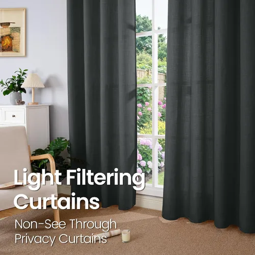Vista 12 de BGment Cortinas de Lino Beige de 63 Pulgadas de Largo 2 Paneles - Tratamientos para Ventanas con Textura de Arpillera Filtrantes de Luz Cortinas B