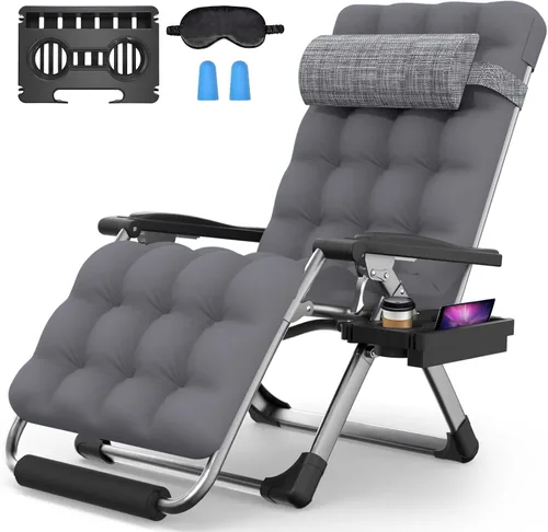 Vista 11 de Suteck - Silla de gravedad cero, sillas plegables con cerradura de aleación de aluminio Folding Patio Recliner w/Removable Pad, Adjustable