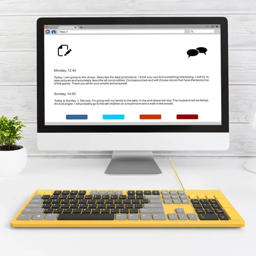 Vista 6 de COLIKES Teclado de Computadora con Cable, Teclado USB Plug Play, Teclas Chiclet de Bajo Perfil, Teclado Numérico Grande, Indicadores de Mayúsculas