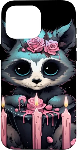 Vista 19 de iPhone 16 Pastel Goth Gothic Raccoon Anime Kawaii Nu Goth Aesthetic Case