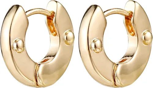 Vista 8 de Juego de aretes de aro gruesos de oro para mujer, chapados en oro de 14 quilates, hipoalergénicos, gruesos y abiertos, ligeros, Latón, No es una