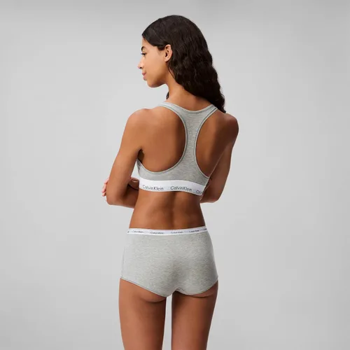 Vista 5 de Calvin Klein Bralette moderno de algodón elástico V-Day sin forro Gris Caliente
