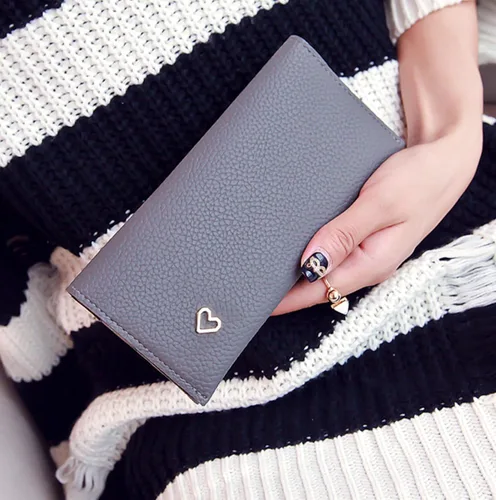 Vista 7 de CaserBay Elegante dama concisa delgada larga de piel sintética cartera cartera cartera para mujer