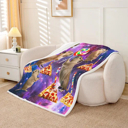 Vista 3 de Erosebridal Manta de Capybara de dibujos animados de 40 x 50 pulgadas para niños, bonita manta de vellón marrón Capybaras para niños y niñas, manta