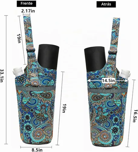 Vista 2 de IwIeIaIrI Yoga Mat Bag Cylinder for Women with Large Zipper Pocket Equipped with Storage Pocket, Polyester Material, Holds Yoga Essentials. Ideal