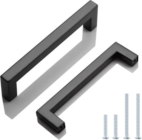 Vista 32 de Juego de manijas de puerta de acero inoxidable de 1/2 de ancho, esquinas cuadradas, para armario de cocina