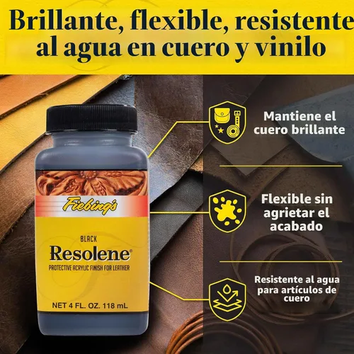 Vista 4 de Fiebing's Acrylic Resolene (4 onzas, negro) - Acabado protector de cuero acrílico - Capa superior flexible y resistente al agua para botas teñidas