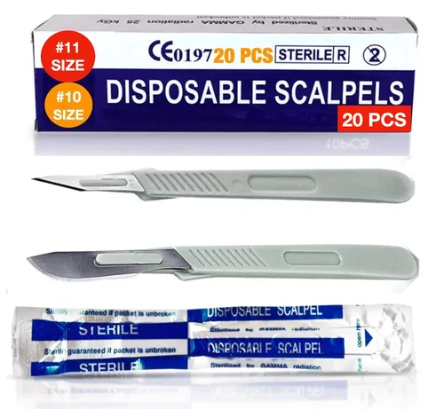 Vista 13 de MedHelp Escalpelos Desechables 10 - Herramienta de Dermaplaning Escalpelos 10 con Mango de Plástico, Hojas de Dermablade de Acero de Alto Carbono