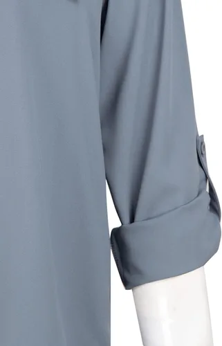 Vista 4 de Lotusmile Camisas de gasa con solapa y botones para mujer, para el trabajo, oficina, negocios, casual, blusa de gasa