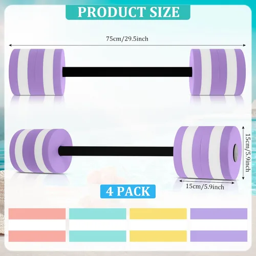 Vista 2 de Shappy 4 Pcs Water Weight Aquatic Exercise Dumbbells for Pool Macaron Color EVA Foam Dumbbells Set Aerobics Equipment Aquatic Exercise Barbells Hand