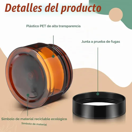 Vista 3 de SATINIOR 100 tarros de plástico con tapas, recipientes pequeños, tapas de boca ancha, pequeños recipientes de plástico para loción, crema, diamantes