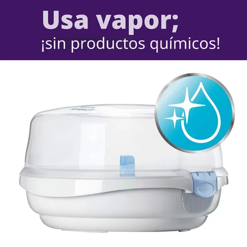 Vista 3 de Philips AVENT Esterilizador de vapor de microondas para biberones, chupetes, tazas y más, SCF281/05