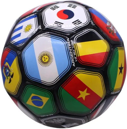 Vista 4 de Balón de fútbol al aire libre con bandera del mundo 2026 con bandera del mundo - Talla 5 - Verion negro