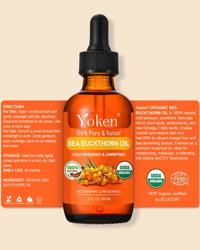 Vista 8 de Aceite de espino amarillo orgánico USDA, 2 onzas, aceite de bayas prensado en frío para el cabello facial