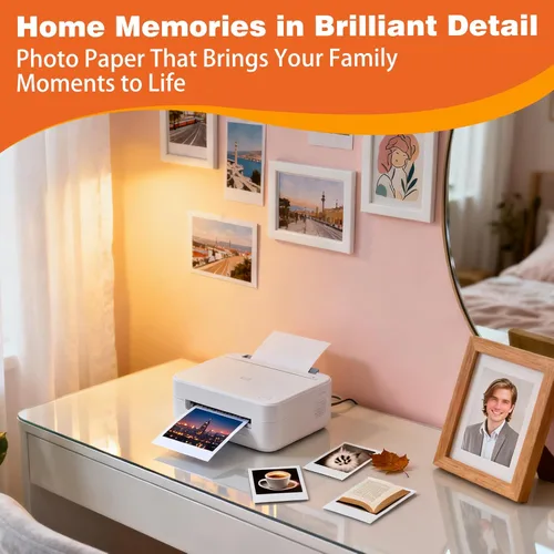 Vista 7 de Uinkit Papel fotográfico brillante de doble cara 4x6 54lb para tinta de color 200Gsm Paquete de valor a granel para imprimir imágenes 4x6 9.5Mil