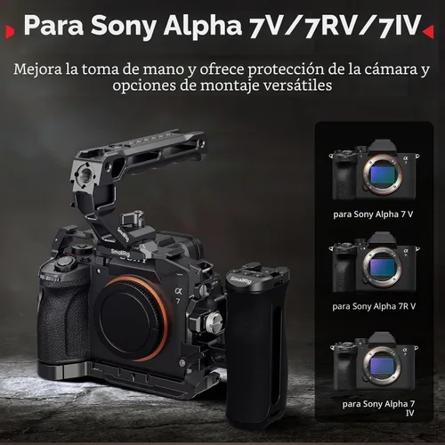 Vista 2 de SmallRig Kit avanzado de jaula A7 V / A7R V / A7 IV Para Sony Alpha 7R V/Alpha 7 IV/ Alpha 7 V, incluye un mango superior/mango lateral/abrazadera