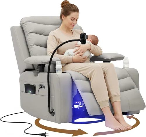 Vista 15 de Olela Power Glider - Silla reclinable para guardería, mecedora giratoria Gris