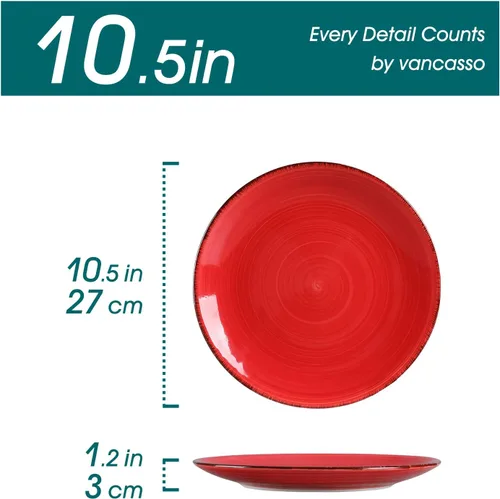 Vista 4 de vancasso Bonita Pasta Bowls Set of 6, 10.5 Inch Ceramic Dinner Plates Sets of 6