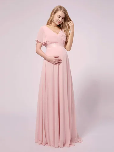 Vista 3 de Ever-Pretty Womens Chiffon V-Neck A-line Ruched Summer Maternity Dresses with Sleeves 09890-USA