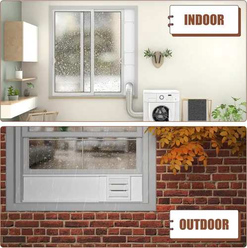 Vista 6 de BJADE'S Kit de ventana de ventilación de secadora para manguera de ventilación de secadora de 4 pulgadas con cubierta de ventilación de secadora al