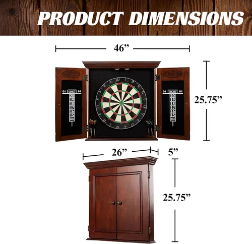 Vista 2 de Barrington Billiards Gabinete de dardos de madera Chatham con tablero de dardos de cerdas de 18" y juego de dardos con punta de acero