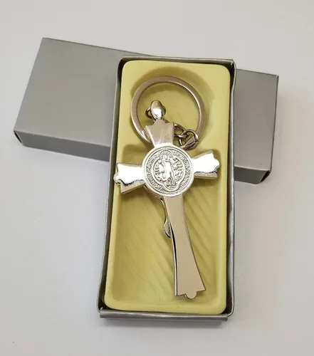Vista 3 de YRP 12 llaveros de plata con crucifijo de Jesús, regalo religioso católico religioso para adolescentes, adultos, niñas, plateado, Moderno