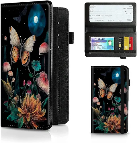 Vista 16 de Funda para chequera para hombres y mujeres, cartera de cuero RFID con ranuras para tarjetas de crédito, soporte de cheques duplicados personales