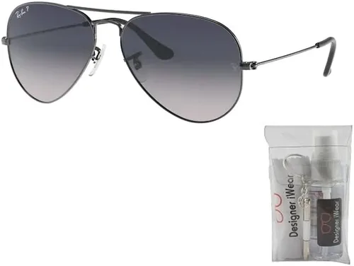 Vista 2 de Ray-Ban RB3025 - Lentes de sol de aviador de metal para hombre y mujer + paquete con kit de cuidado de gafas iWear de diseñador
