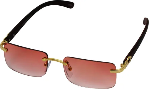 Vista 7 de Gafas de sol de aviador Elite Slim sin montura, rectangulares, metal y madera Paquete de 2: negro-humo